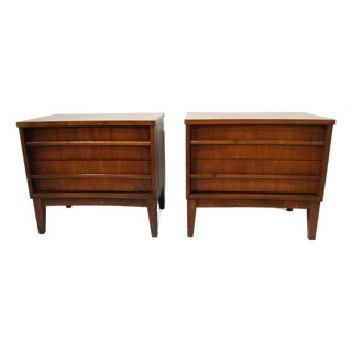 Mid Century Walnut Nightstands in the Style of Altavista Lane For Sale