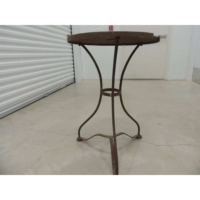 French French Antique Rustic Wrought Iron Bistro Round Table For Sale - Image 3 of 8