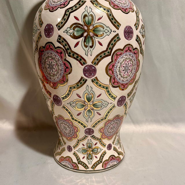 1990s 1990s Large Scale Pink Pastel Chinoiserie Vase For Sale - Image 5 of 5