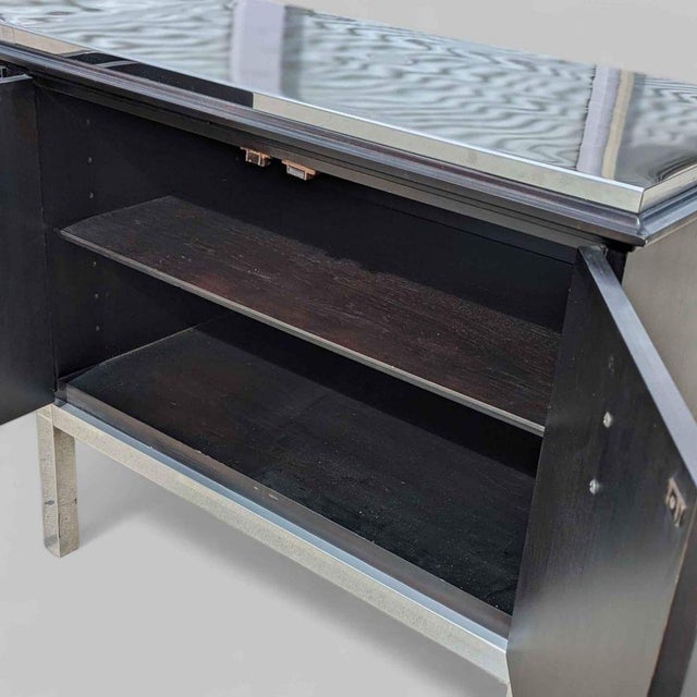 Wood 1970s Hollywood Regency Black Credenza in the Style of Tommi Parzinger, Chrome For Sale - Image 7 of 12