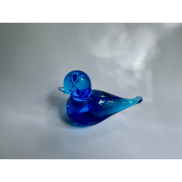 F M Konstglas Solid Blue Art Glass Bird, C. 1970 For Sale - Image 12 of 17