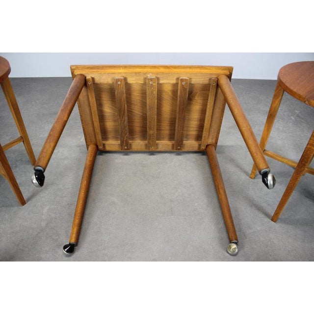 Gold Mid-Century Modern Folding Table and Stools by Poul Hundevad, 1960s, Set of 5 For Sale - Image 8 of 12