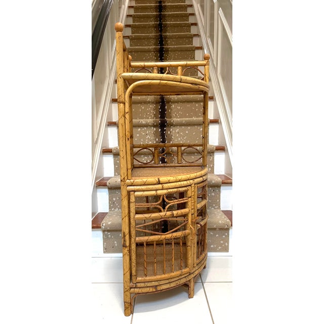 Rattan Mid Century Corner Etagere From Hong Kong Chairish