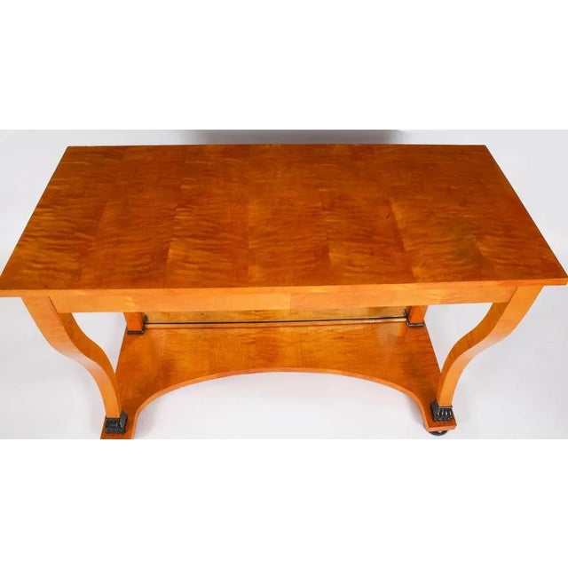 Antique Biedermeier Maserbirch Console Table, 19th Century For Sale - Image 4 of 12