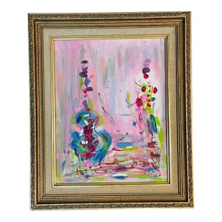 Abstract Painting on Canvas in Pink For Sale