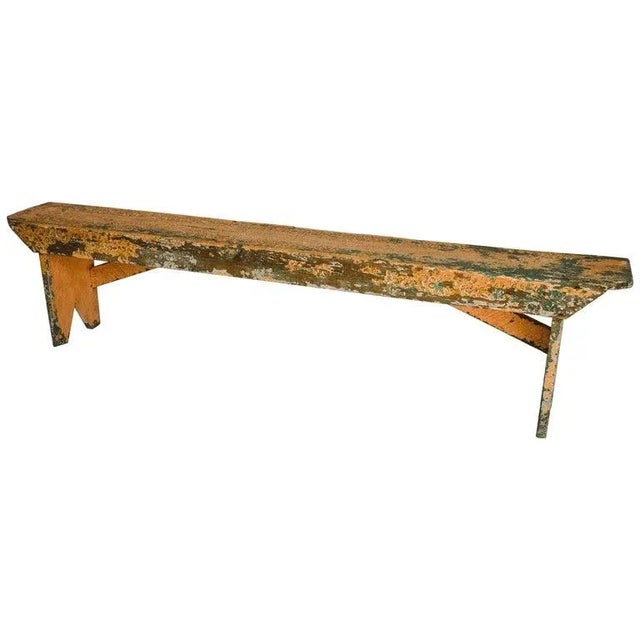 Rustic Painted Bench For Sale - Image 12 of 12