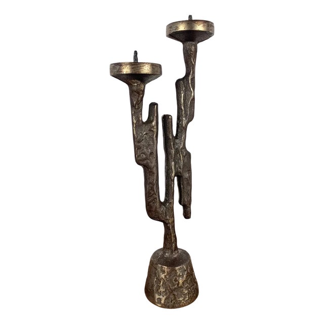 Vintage Brutalist Candleholder, 1960s For Sale