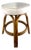 Mid Century Bentwood Rattan Stool With Cream Upholstered Cushion For Sale
