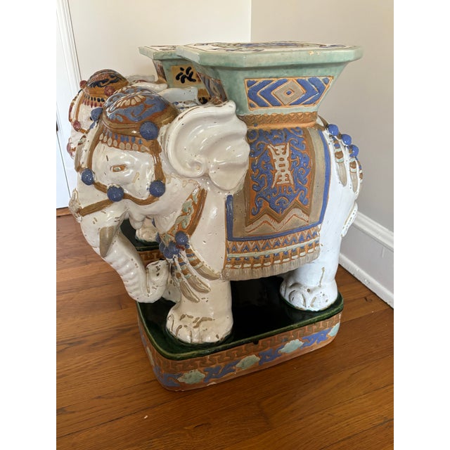 Mid 20th Century Ceramic Elephant Garden Seats - Set of 2 For Sale - Image 12 of 12