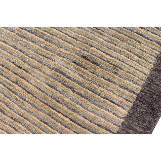 Modern Gabbeh Gray/Blue Wool Rug - 4'7'' X 6'6'' For Sale - Image 4 of 10