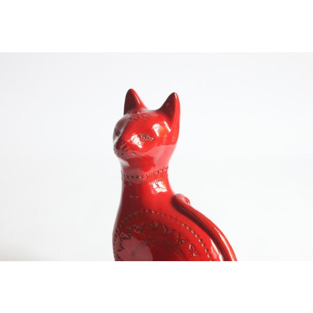 Red Ceramic Cat by Aldo Londi for Bitossi, Italy, 1960s For Sale - Image 6 of 18