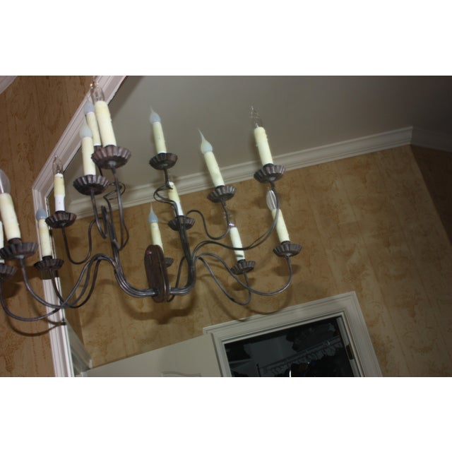 French Country Antique French Wrought Iron Candle Sconces – Electrified 19th Century Wall Lights - a Pair For Sale - Image 3 of 10