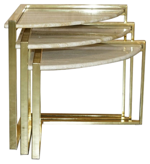 Vintage Nesting Tables in Marble and Brass, Set of 3