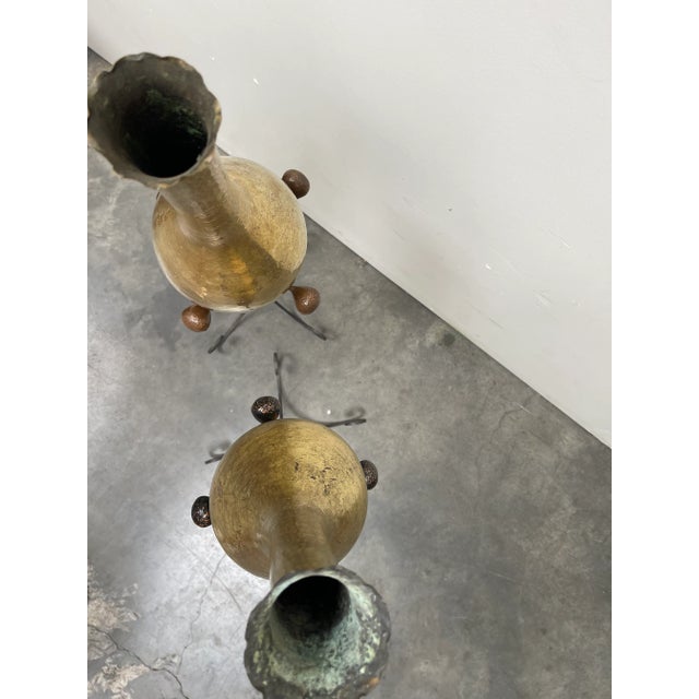 Metal 1910s Aesthetic Gilt Hammered Copper Vessels - a Pair For Sale - Image 7 of 10