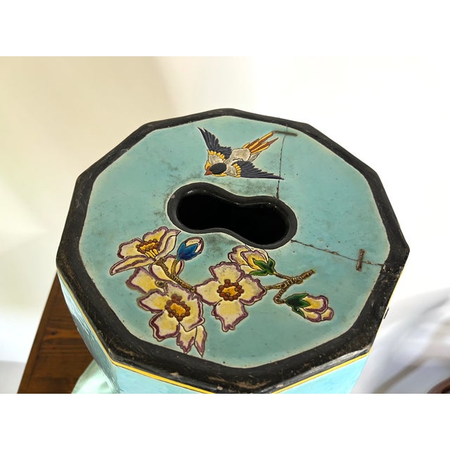Large Japonist Ceramic Garden Stool attributed to the Longwy School, France, Late 19th Century For Sale - Image 13 of 17
