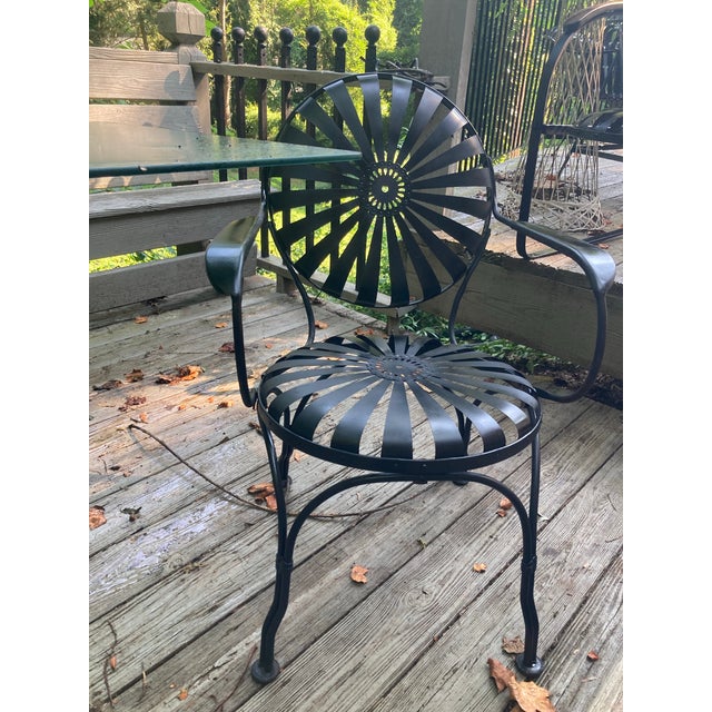 Black Francois Carre Restored Patio Dining Chairs - A Pair For Sale - Image 8 of 8