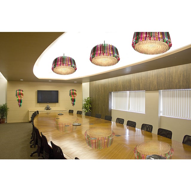 Italian Triedri Murano Glass Chandelier, 1995 For Sale - Image 3 of 18