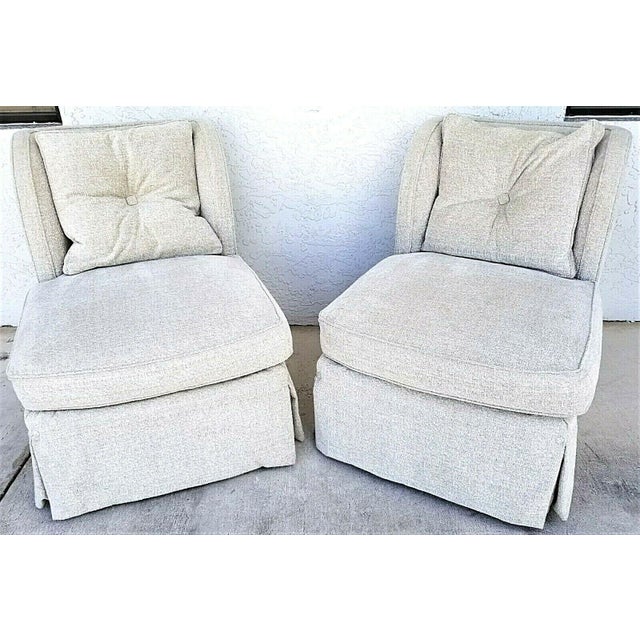 Henredon Upholstery Collection Swivel Winged Slipper Lounge Chairs Set Of 2 Chairish