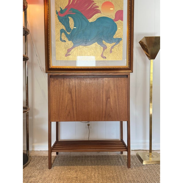 A Vintage Danish Drop Front Bar Cabinet, Circa 1960s. Petite For Sale - Image 11 of 12