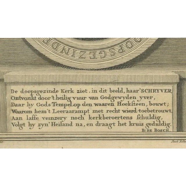 Mid 18th Century J. Folkema, Portrait of Pieter Schrijver Mennonite Preacher, 1739, Paper For Sale - Image 5 of 10