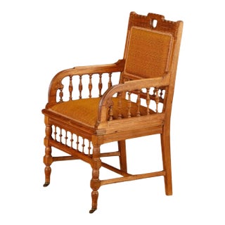 Late 19th Century English Oak Aesthetic Movement Armchair For Sale