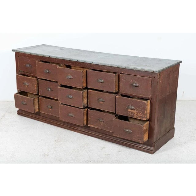 Large 19th Century French Apothecary Counter Cabinet For Sale - Image 6 of 18