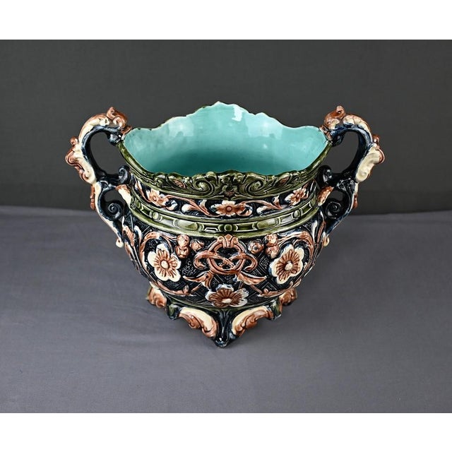 Antique Art Nouveau Majolica Planter, 1800s For Sale - Image 3 of 18