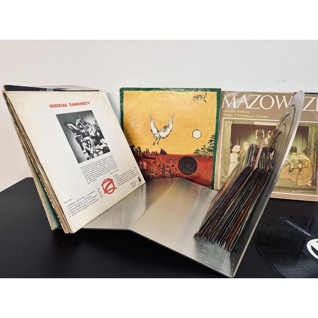 Silver Arc Wave Sculptural Vinyl Record Stand in Stainless Steel by Veliento For Sale - Image 8 of 10