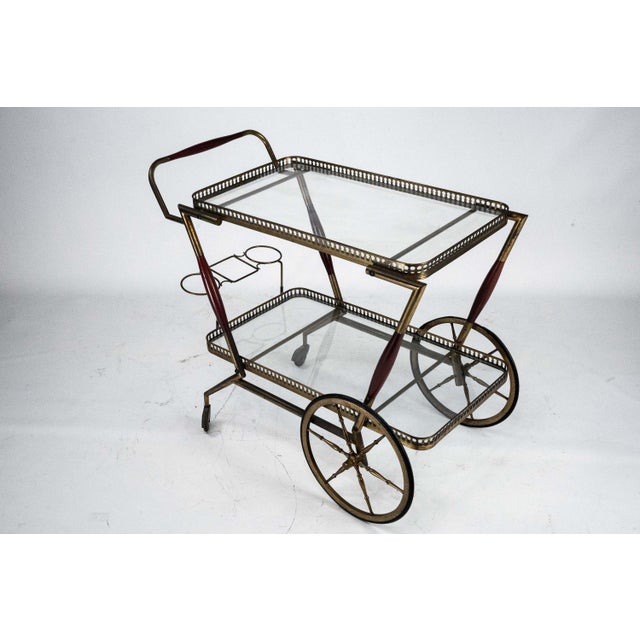 Mid-Century Italian Brass and Glass Bar Cart from Cesare Lacca, Italy, 1950s For Sale - Image 11 of 14