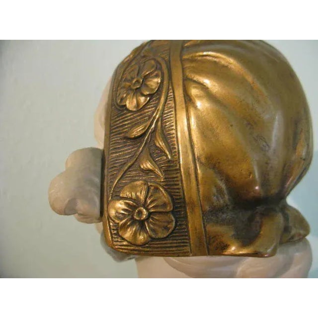 Metal Circa 1890 Royal Portrait Marble Gilt Bronze Bust of Dutch Queen Wilhelmina of the Netherlands - Sig For Sale - Image 7 of 9