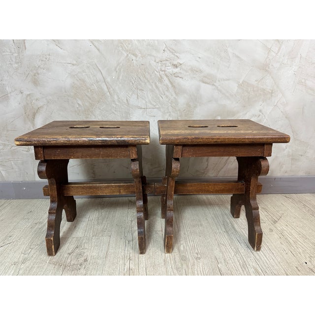 Oak Stools, 1920, Set of 2 For Sale - Image 3 of 11