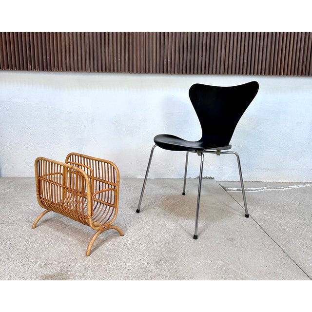 Mid-Century Modern Hand-Crafted Bamboo and Rattan Magazine Rack, Italy, 1950s For Sale - Image 3 of 17