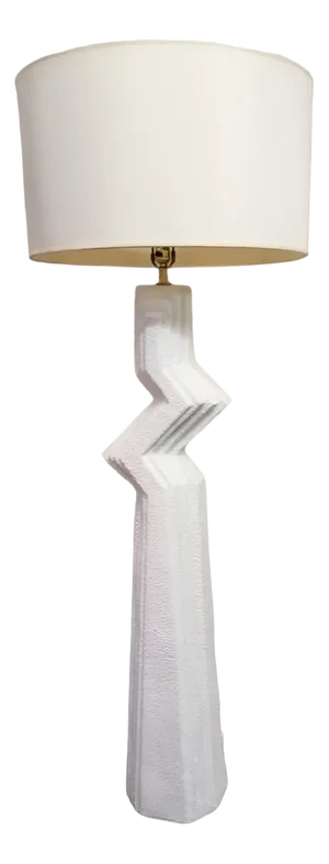 Vintage American Postmodern Textured Plaster Zig Zag Floor Lamp, 1980s