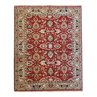 Vintage Turkish Rug 9x12 – Intricate Floral Design in Red, Ivory and Beige For Sale