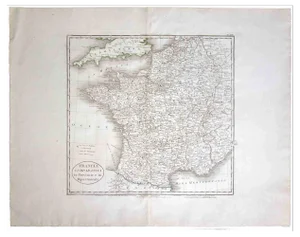 Map of France, Original Etching, 1820