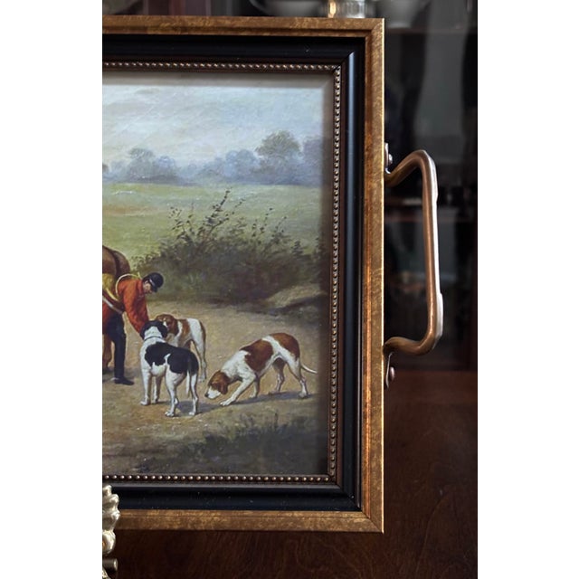 Glass Hunt Scene Glass Tray W/Brass Handles For Sale - Image 7 of 9