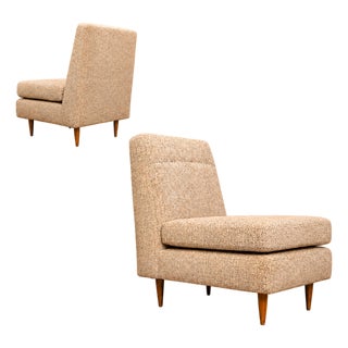 Pair of “L” Lounge Chairs in Caviúna & Textured Bouclé by Joaquim Tenreiro, 1958 For Sale