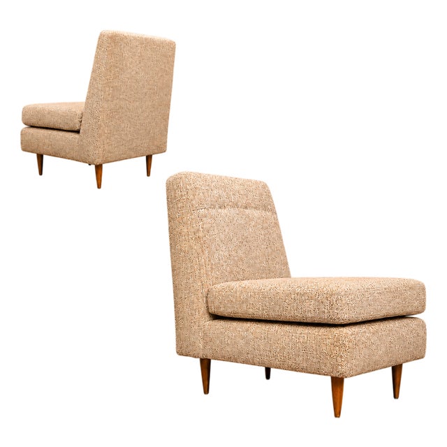 Pair of “L” Lounge Chairs in Caviúna & Textured Bouclé by Joaquim Tenreiro, 1958 For Sale