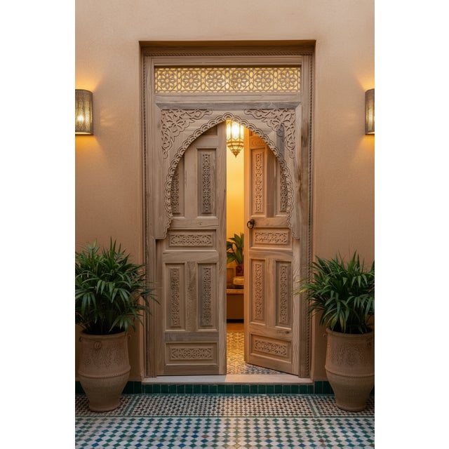 ✔️ Handcrafted Moroccan Door – Solid Cedar Wood Bring authentic Moroccan craftsmanship into your home with this stunning...