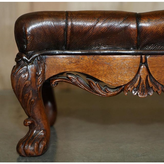 Set of Victorian Brown Leather Chesterfield Footstools, 1880 For Sale - Image 9 of 17