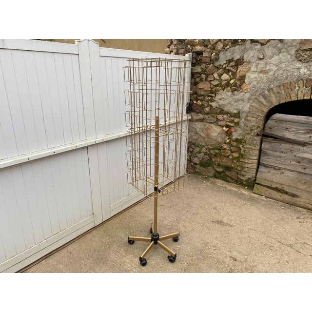 Swivel Postcard Holder on Casters Gold, 1990s For Sale - Image 16 of 17