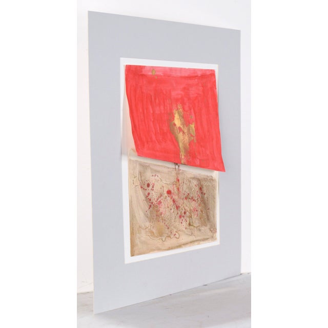 1980s Folded Red and Gold Abstract Expressionist Composition in Acrylic on Paper by Ricardo De Silva For Sale - Image 5 of 8