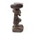 This Songye female headrest showcases a traditional cylindrical design, featuring a protruding belly button and...