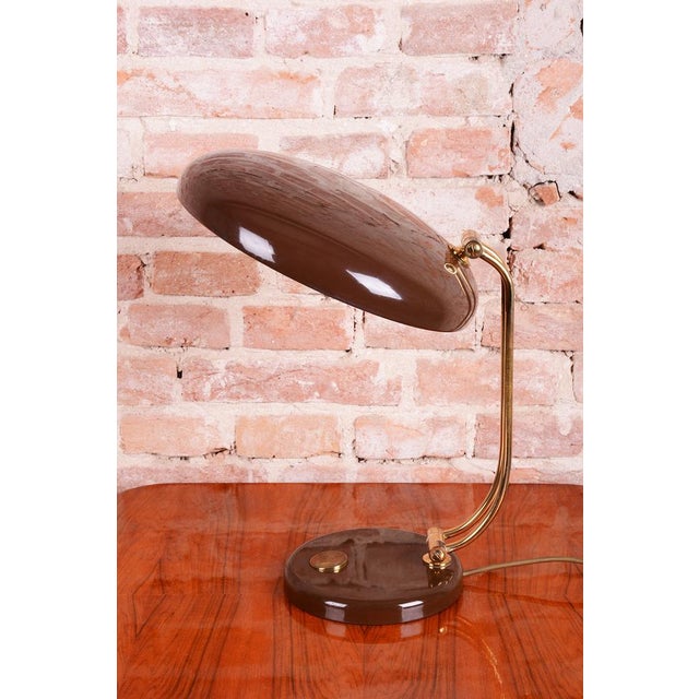 Metal Mid-Century Brass Table Lamp attributed to E. Hillebrand, Germany, 1950s For Sale - Image 7 of 13