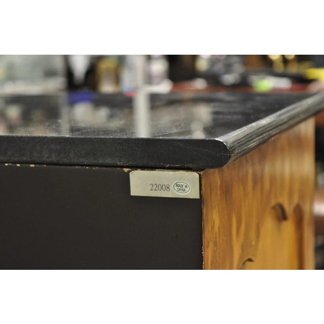 Contemporary French Country Style Marble Top Painted Server Console Cabinet For Sale - Image 14 of 15