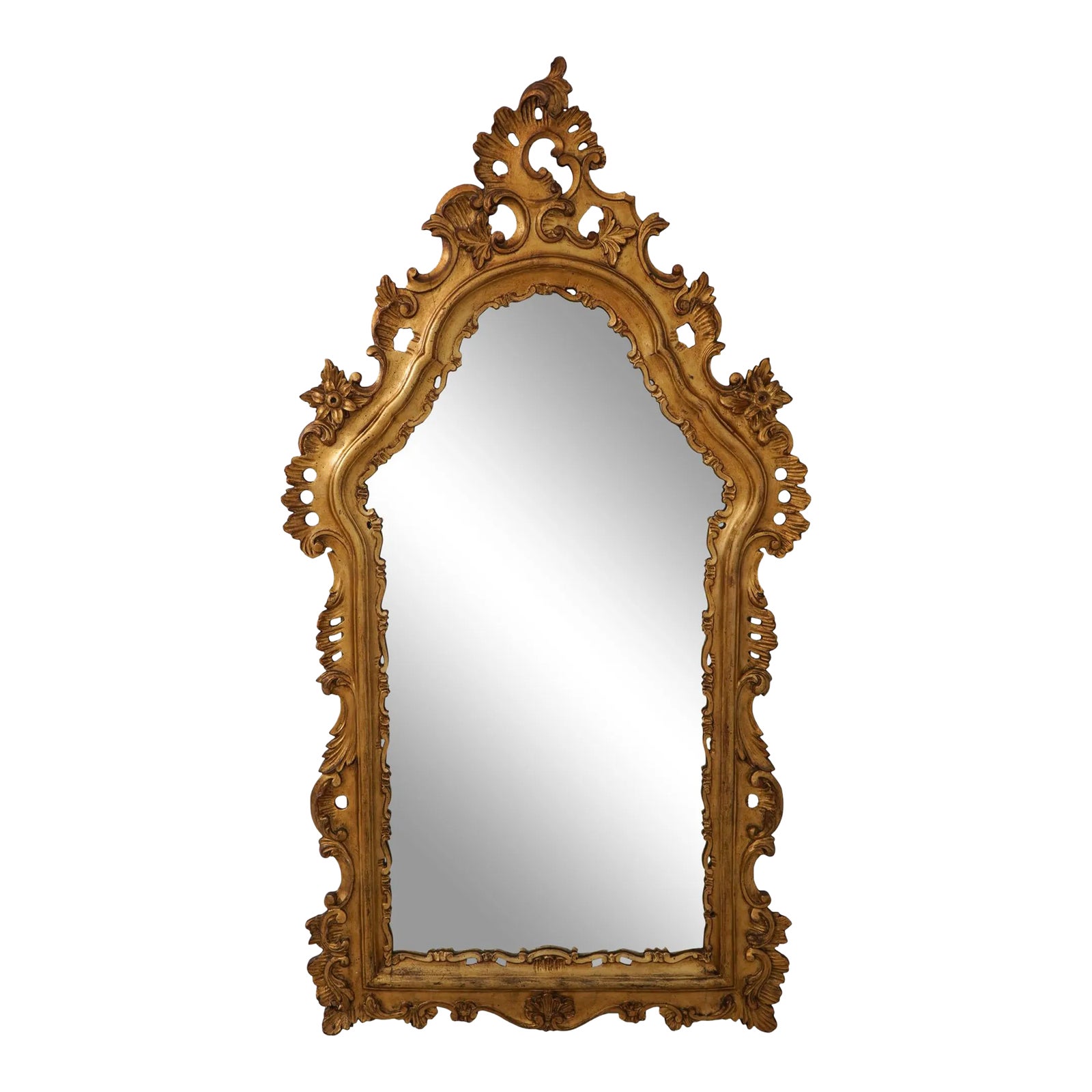 Ornate Wood Carved Frame Gold Rococo Mirror | Chairish