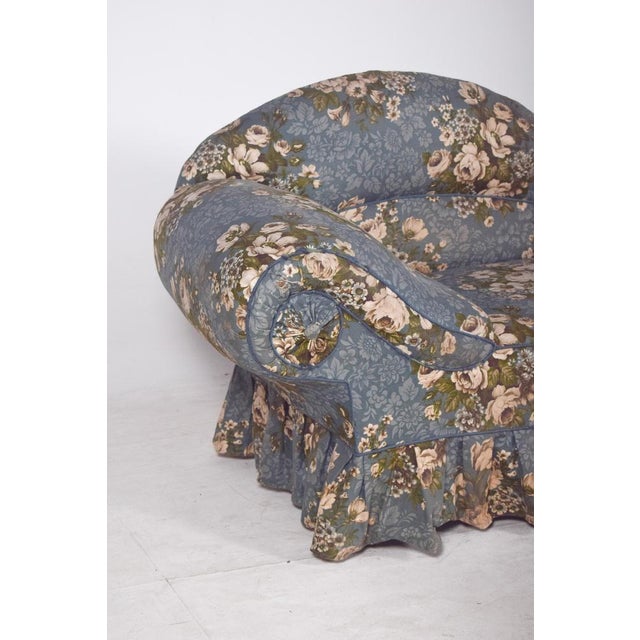 Vintage Chaise Lounge in Blue Flowery Fabric, 1920s For Sale - Image 4 of 13