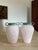 Pair of Scavo Murano-Style Glass Vessels Bud Vases Pink Verdigris Metal Handles For Sale - Image 9 of 18