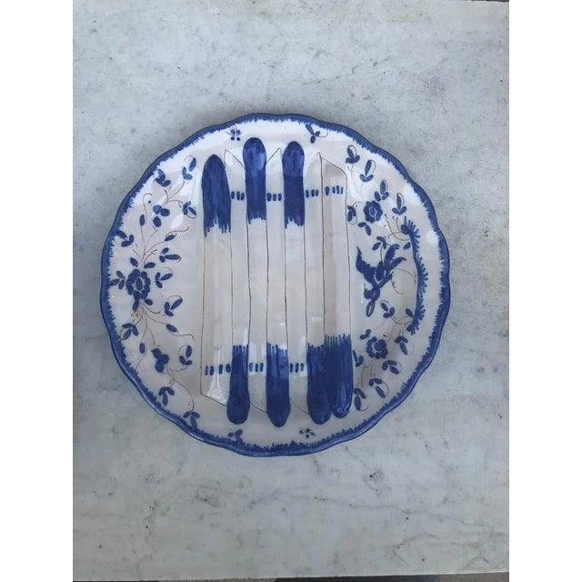 French faience blue and white asparagus plate, circa 1920.