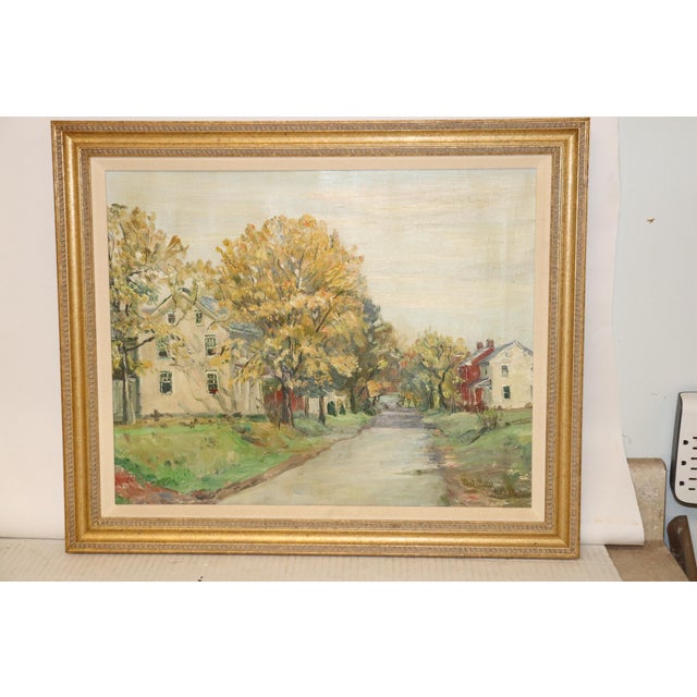 1940s Vintage Walter Emerson Baum Milford Square Painting For Sale - Image 4 of 4